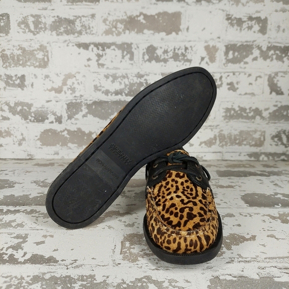 Sperry Top-Sider Women's Cheetah Print Boat Shoe Tan Multi Leather Loafers V243 - Picture 7 of 12